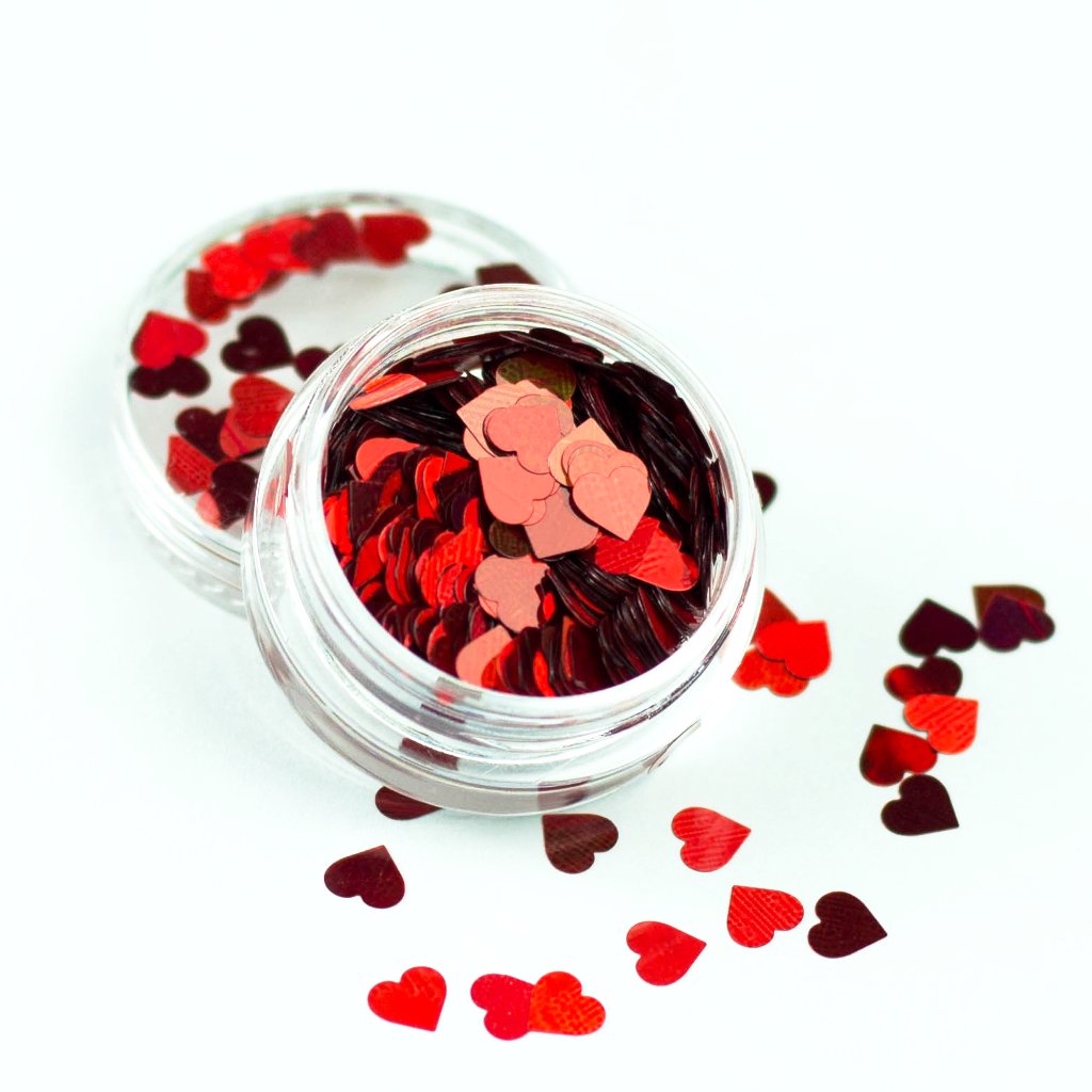evol holographic red heart shape festival glitter pot