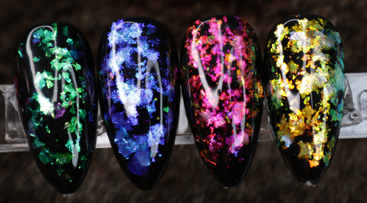 Transparent Nail Art Duo Chrome Chameleon Flakes Colour Changing Shifting