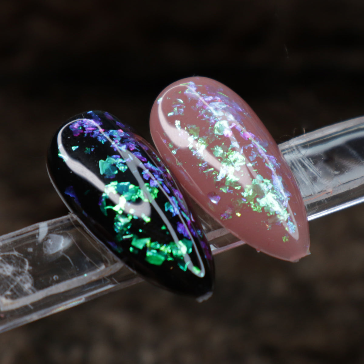 Transparent Nail Art Duo Chrome Chameleon Flakes Colour Changing Shifting