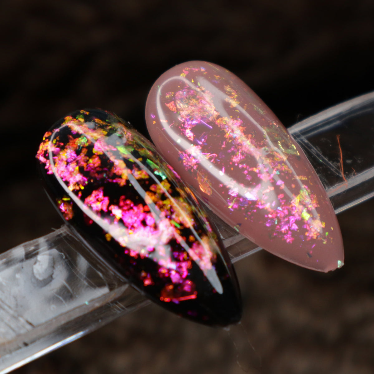 Transparent Nail Art Duo Chrome Chameleon Flakes Colour Changing Shifting