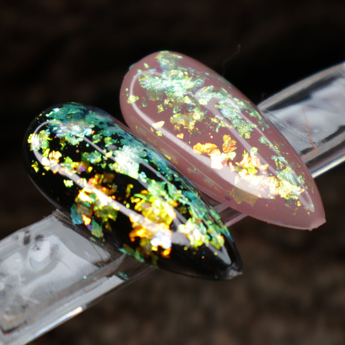 Transparent Nail Art Duo Chrome Chameleon Flakes Colour Changing Shifting