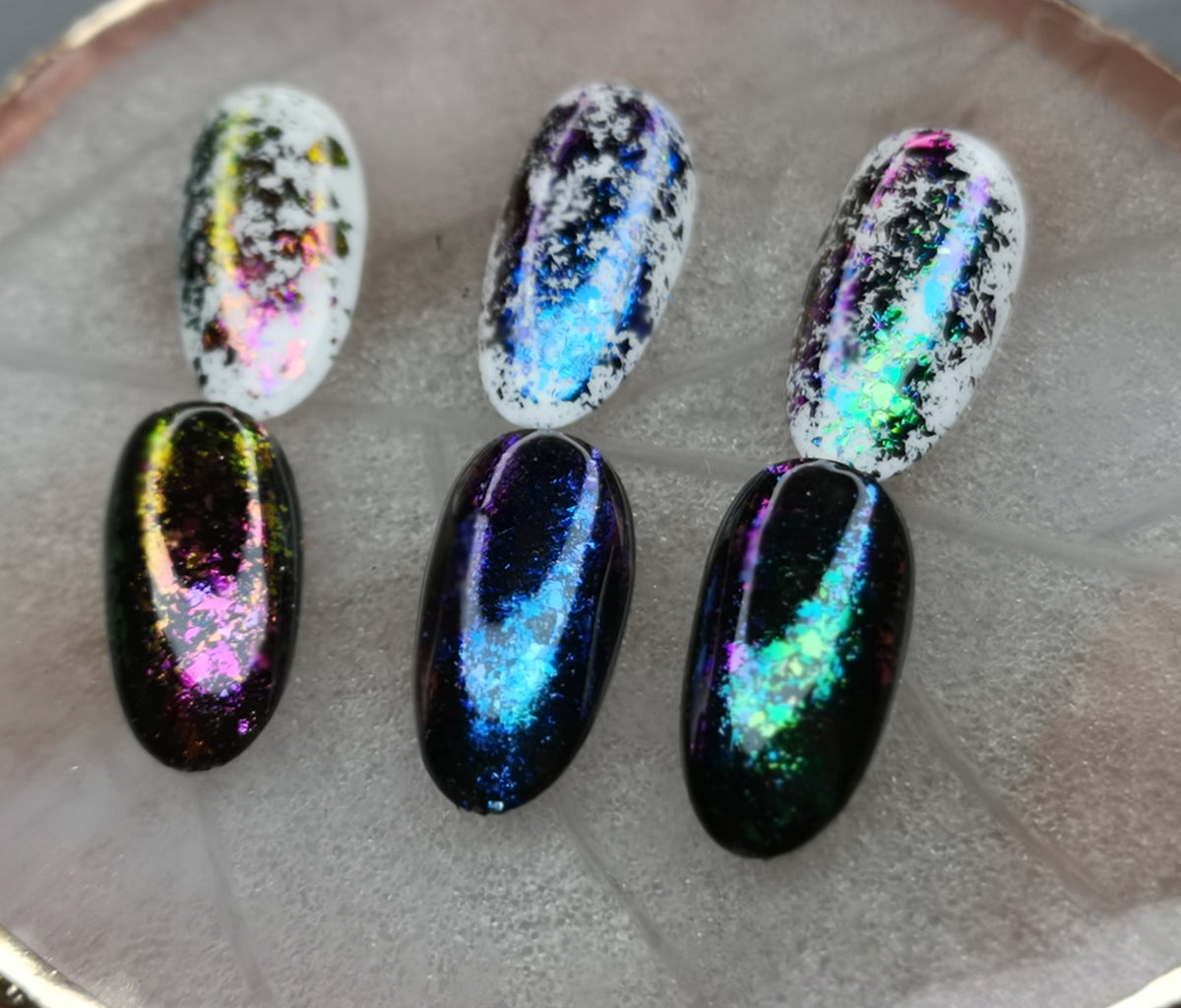 Nail Art Duo Chrome Chameleon Flakes Colour Changing Shifting