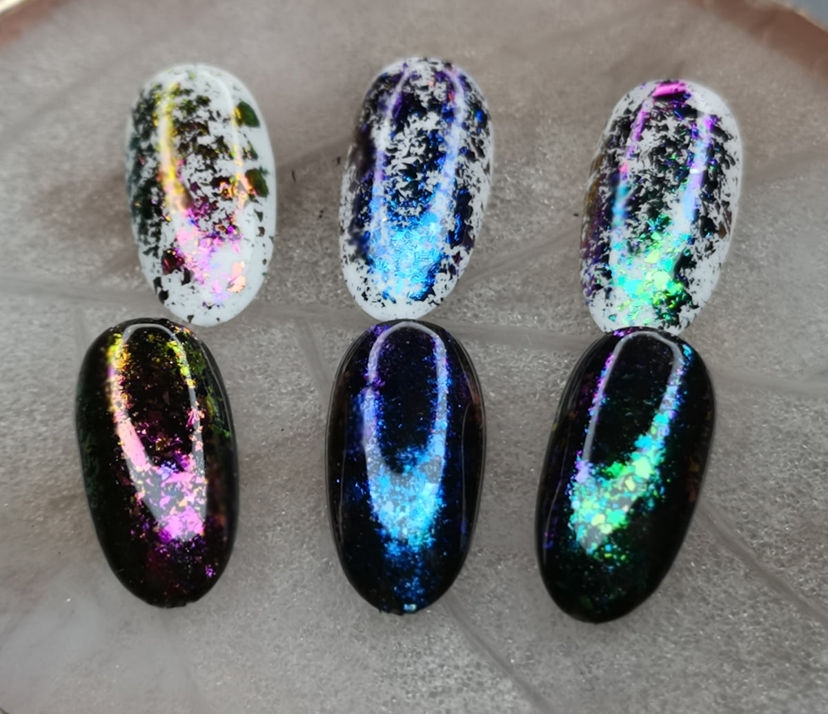 Nail Art Duo Chrome Chameleon Flakes Colour Changing Shifting