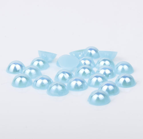 Iridescent Blue Flat Back Pearls