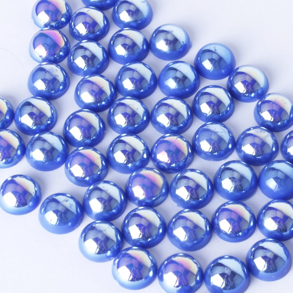 "Indigo"  Iridescent Flat Back Pearl Face Gems Size 2-12