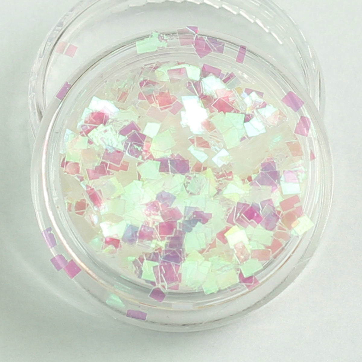 evol white iridescent square glitter pot