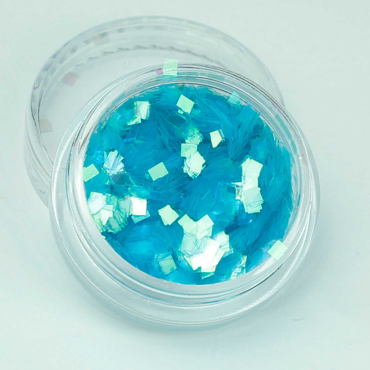 evol aqua square iirdescent glitter pot