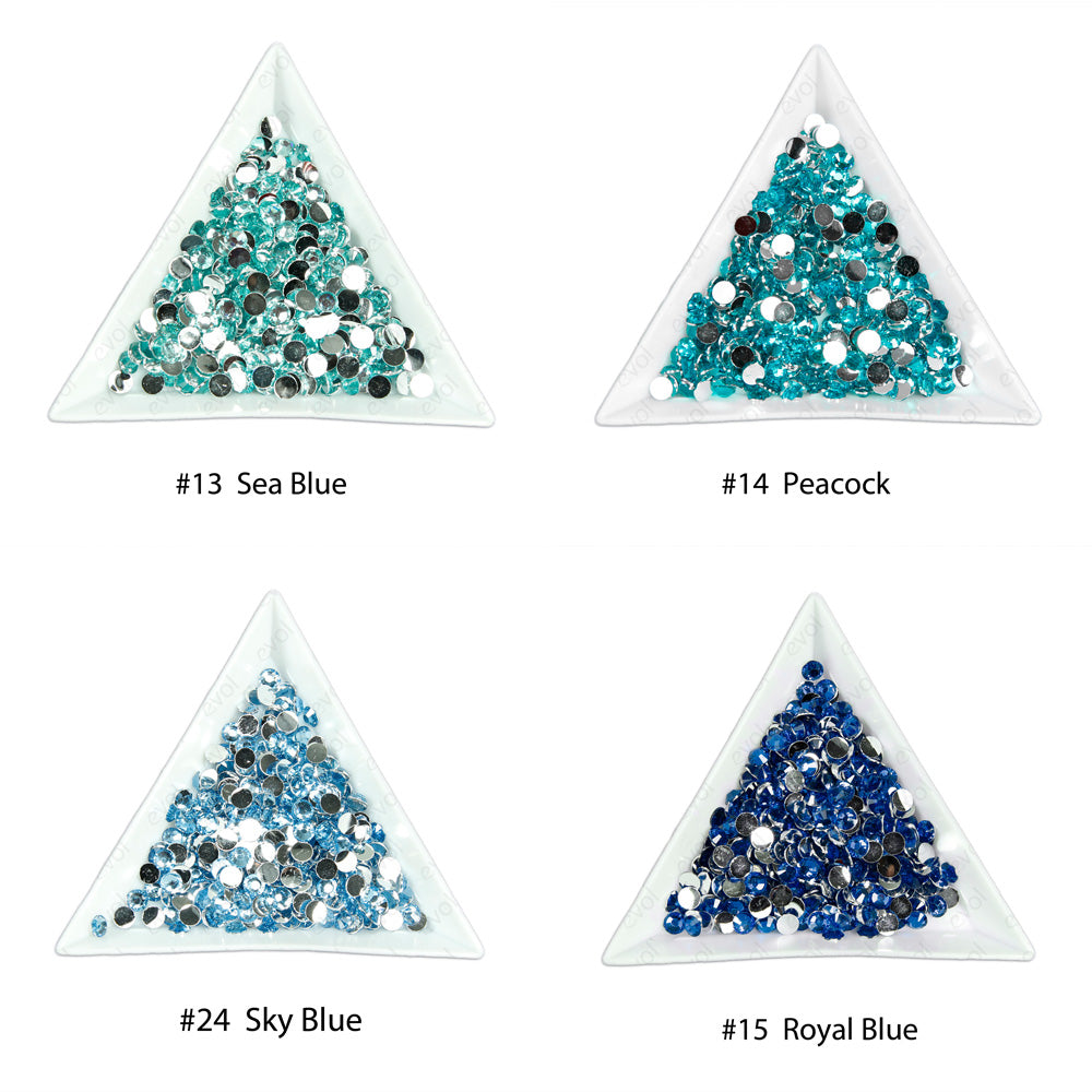 #14 Peacock - Bag of Flat Back Rhinestone Face Gems in Choice of 2,3,4,5,6mm and 10g Mixed Sizes