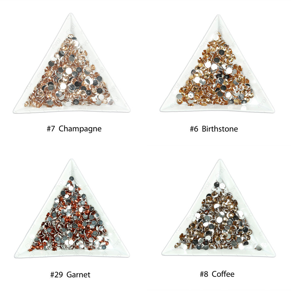 #8 Coffee - Bag of Flat Back Rhinestone Face Gems in Choice of 2,3,4,5,6mm and 10g mixed Sizes