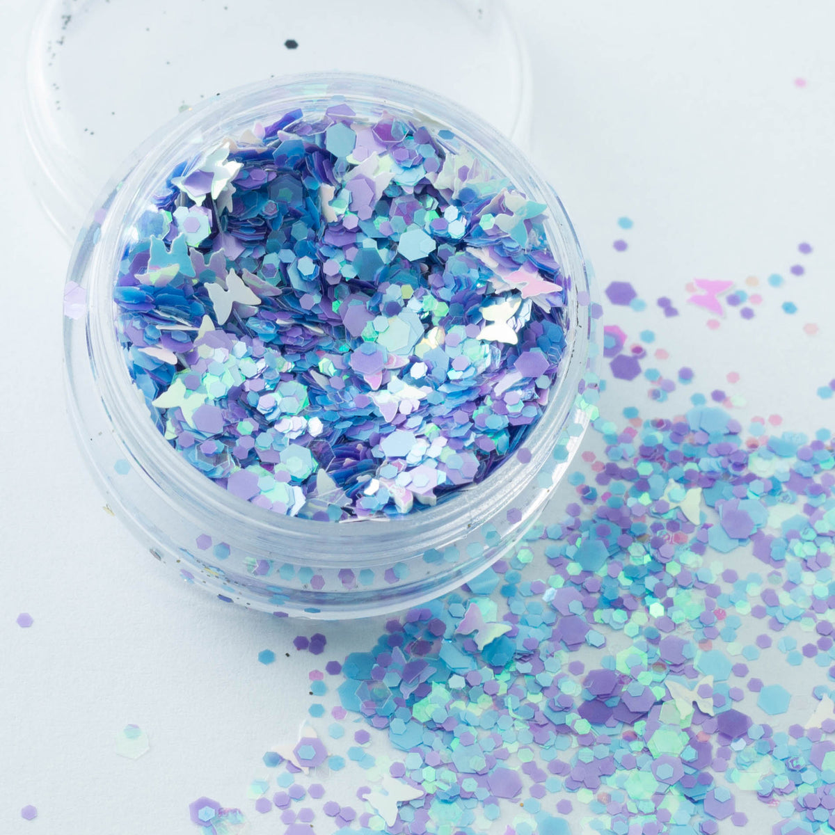 evol secret garden pastel lilac chunky face glitter mix big pot