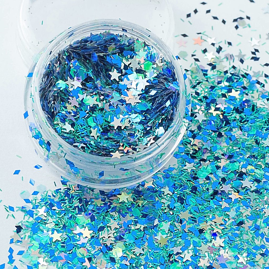 evol night garden blue chunky body and face glitter mix big pot