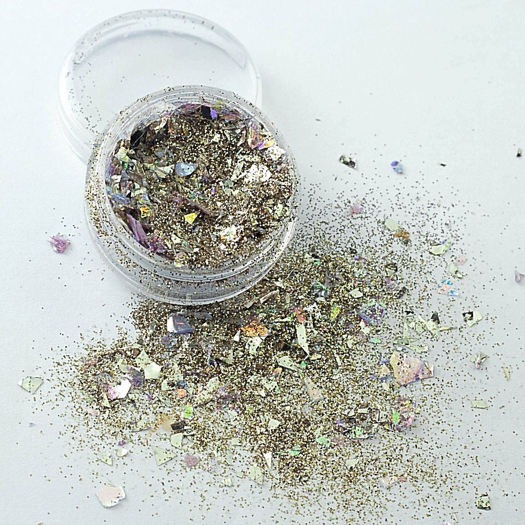 evol gold mine rich deep golden chunky face glitter mix