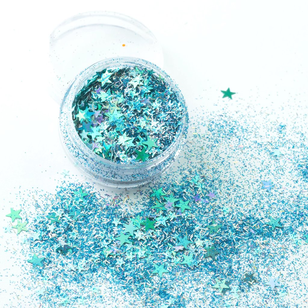 evol a kind of blue iridescent blue chunky festival glitter mix
