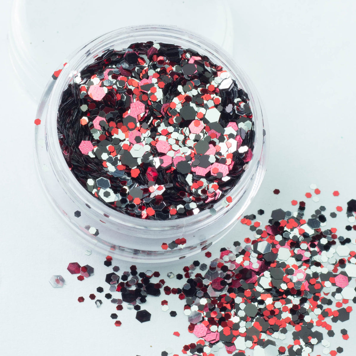 evol trinidad black and red chunky festival glitter mix big pot