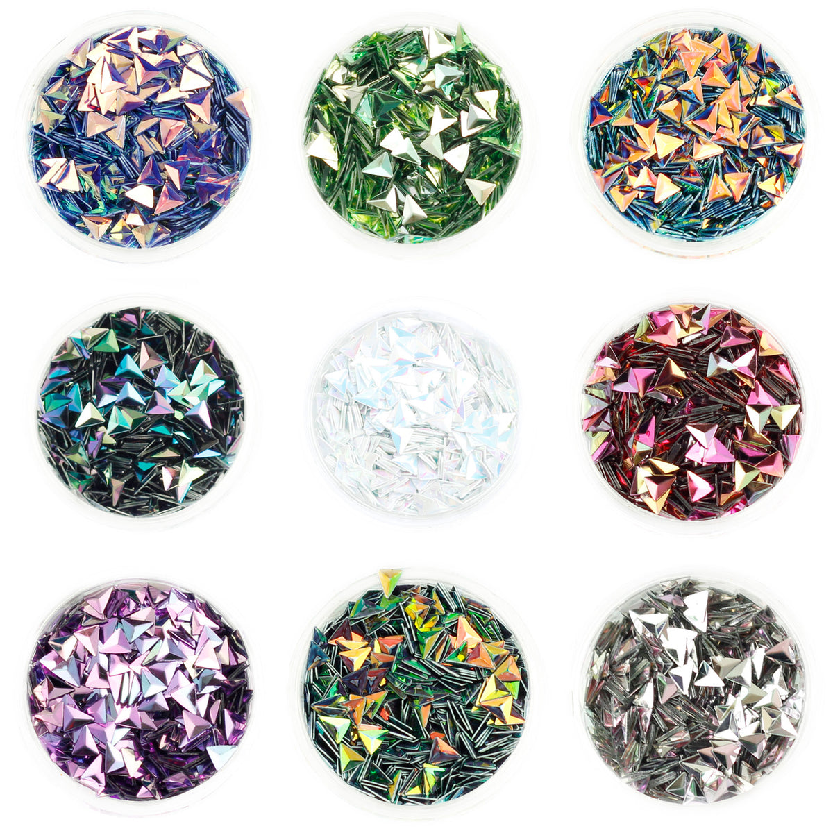 Choice of 12 Colours Duo Chrome 3D Glitter Triangles