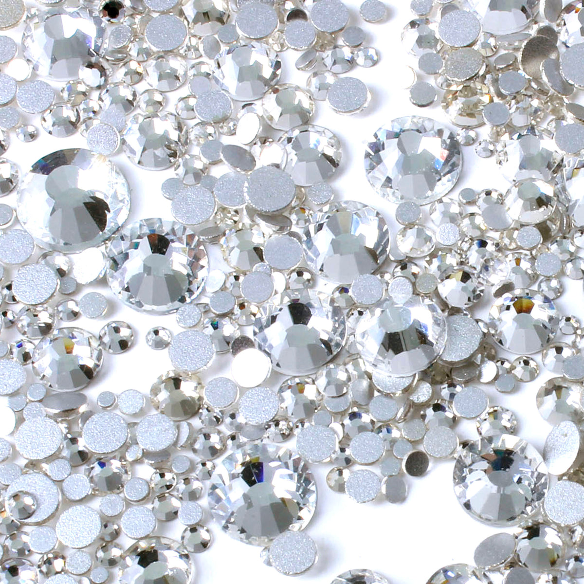 Clear 1000pcs Mixed Size Glass Rhinestone Face Gems