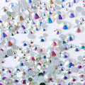 Iridescent Clear 1000pcs Mixed Size Glass Rhinestone Face Gems