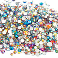 1000pcs Mixed Size Mixed Iridescent Colour  Glass Rhinestone Face Gems