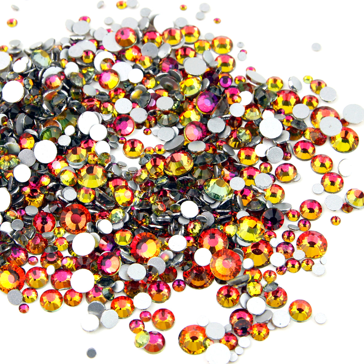 On Fire 1000pcs Mixed Size Duochrome Iridescent Glass Rhinestone Face Gems