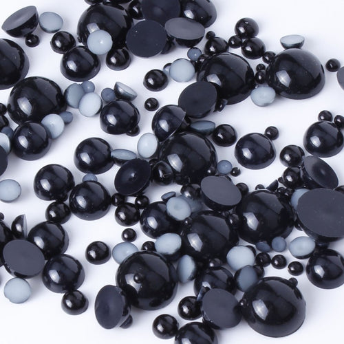 evol 15g black flat back pearl face gems mixed size bling