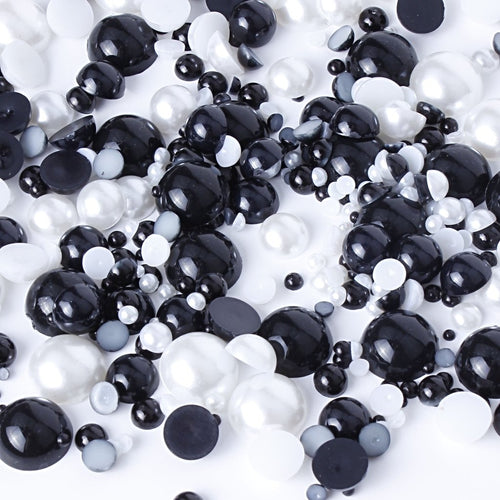 evol black and white flat back pearl mix