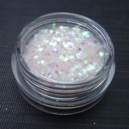 Iridescent White 1mm hexagon glitter