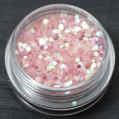 Iridescent Light Pink 1mm hexagon glitter