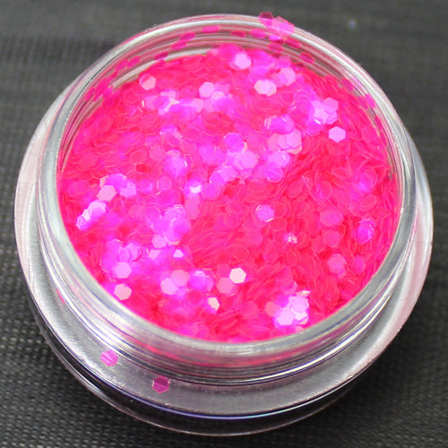 Fluorescent Fuchsia 1mm hexagon glitter