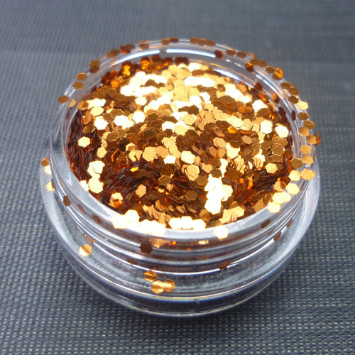 metallic copper hexagon festival face glitter