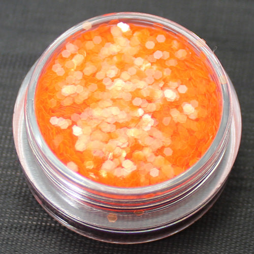 Fluorescent Orange 1mm hexagon glitter