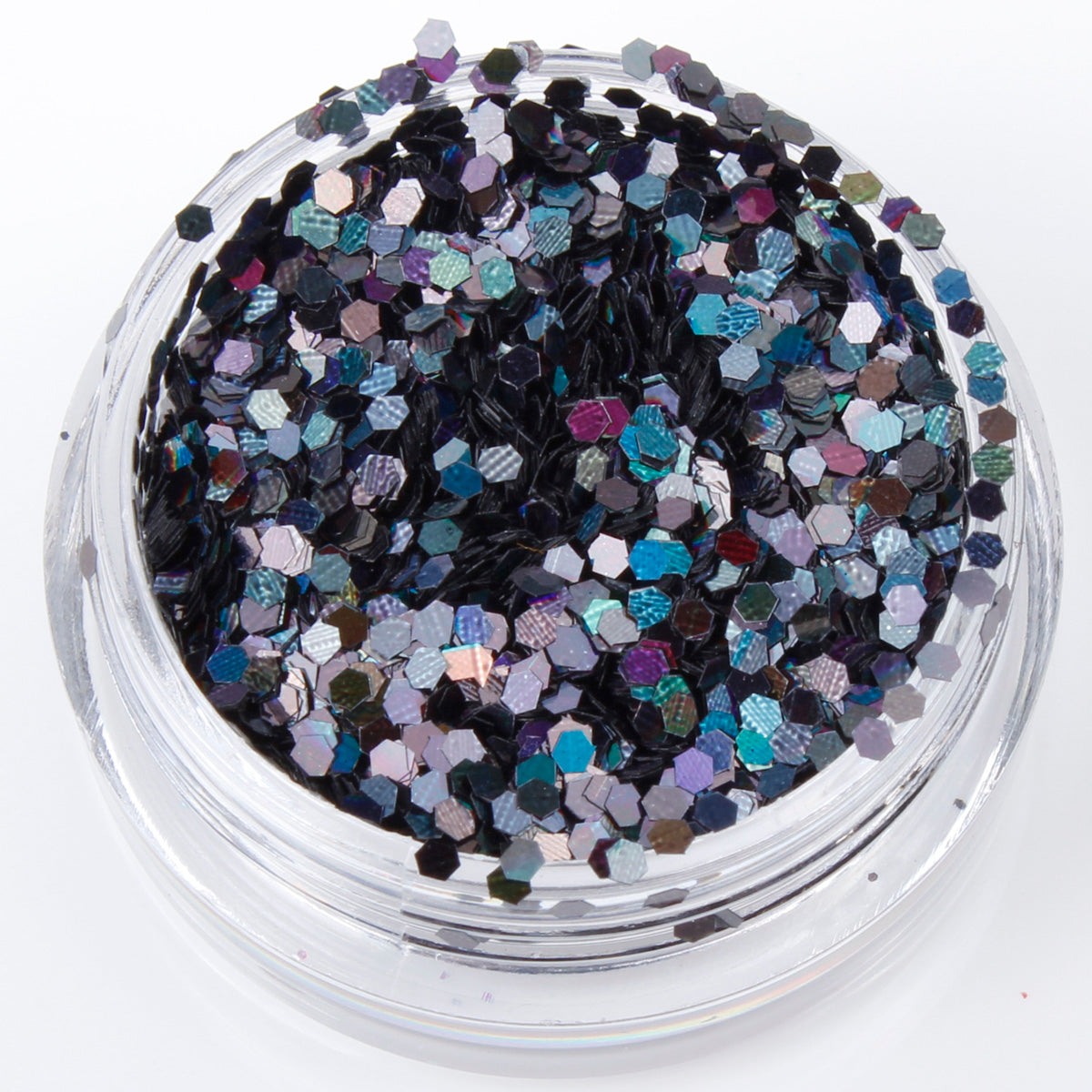 Holographic Black 1mm hexagon glitter