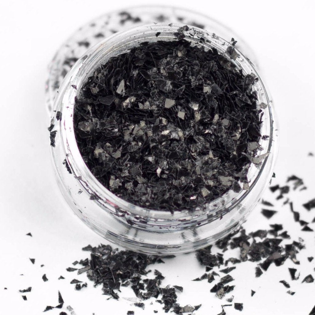 black ice flakes festival face glitter evol