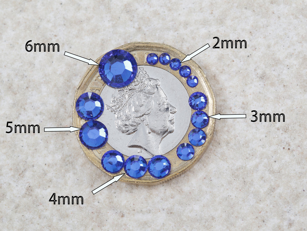 #7 Champagne - Bag of Flat Back Rhinestone Face Gems in Choice of 2,3,4,5, 6mm and 10g mixed Sizes