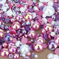 evol raspberry ripple flat back pearl face gem mix