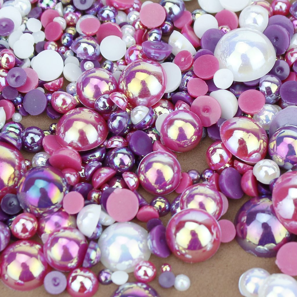 evol raspberry ripple flat back pearl face gem mix