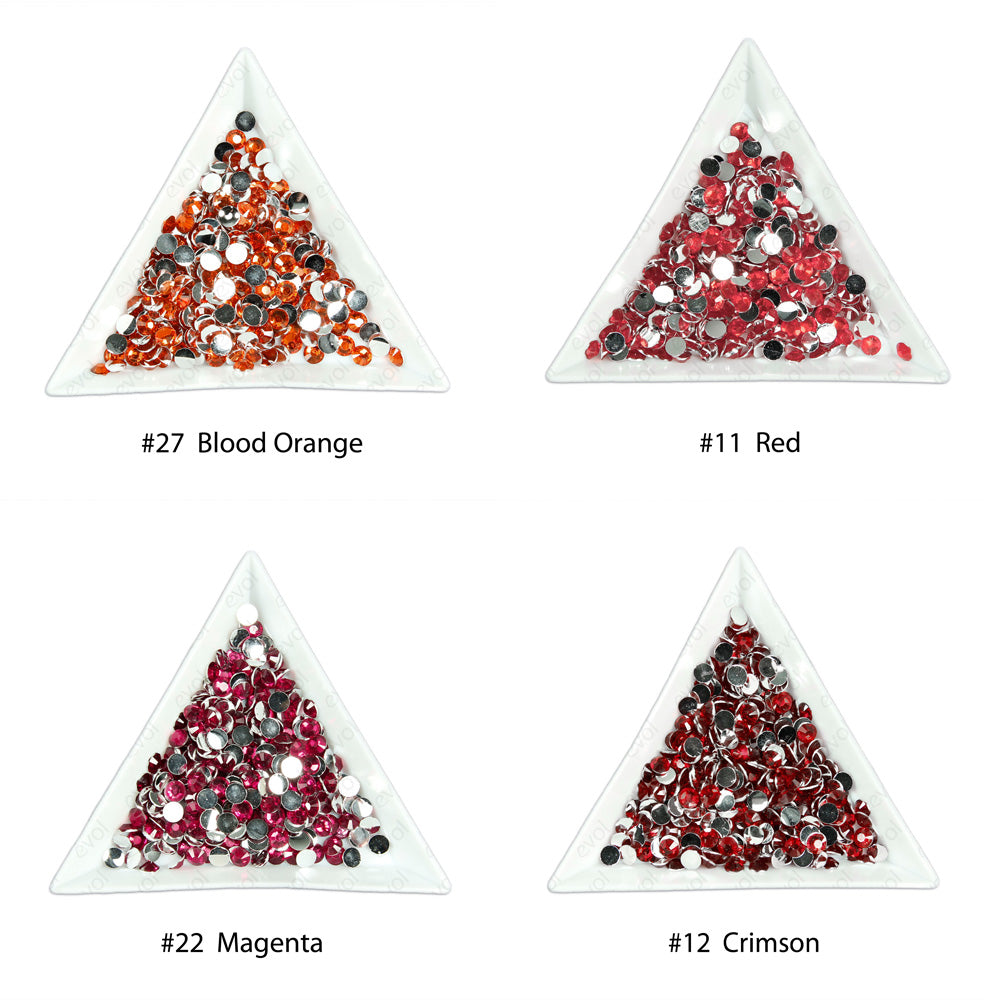 #12 Crimson - Bag of Flat Back Rhinestone Face Gems in Choice of 2,3,4,5 or 6mm