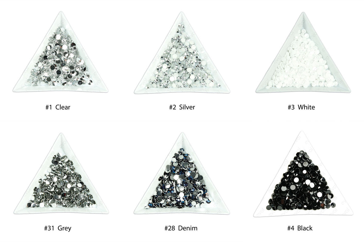 #4 Solid Black - Bag of Flat Back Rhinestone Face Gems in Choice of 2,3,4,5, 6mm and 10g mixed Sizes