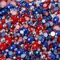 A mix of Indigo, red, silver pearls. Pearl size 2mm - 12mm.