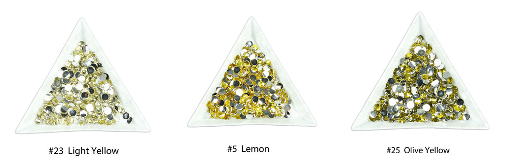 #23 Light Yellow - Bag of Flat Back Rhinestone Face Gems in Choice of 2,3,4,5 or 6mm